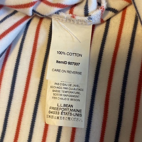 L.L. Bean Red White Blue Striped V Collar Top - Size L - Picture 10 of 11